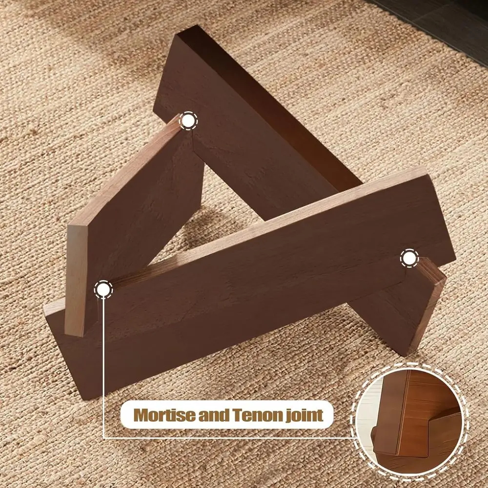 ミッドセンチュリーモダンウォールナットコーヒーテーブル、35.5 x 27.5 x 15.7、ガラストップ、素朴なブラウン、リビングルームや狭いスペースに最適