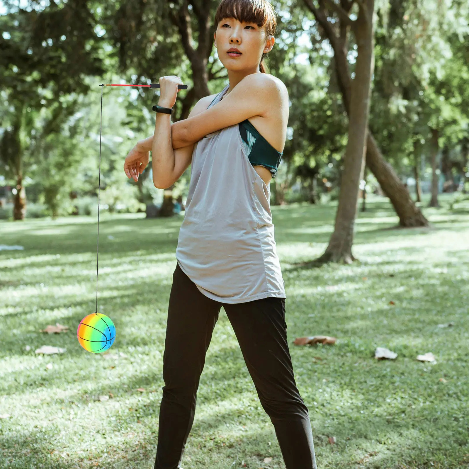 Rainbow Outdoor Fitness Balls Set – 35cm Exercise Ball, Jump Rope & Flow Rope for Kids and Adults
