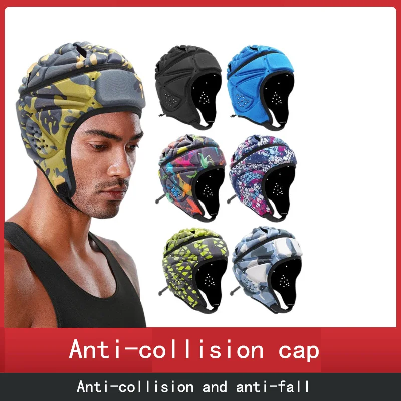 Anti-Collision Cap Adjustable EVA Helmet Rugby Cap Football Goalie Head Protection Hockey Roller Skating Anti-Collision Helmet