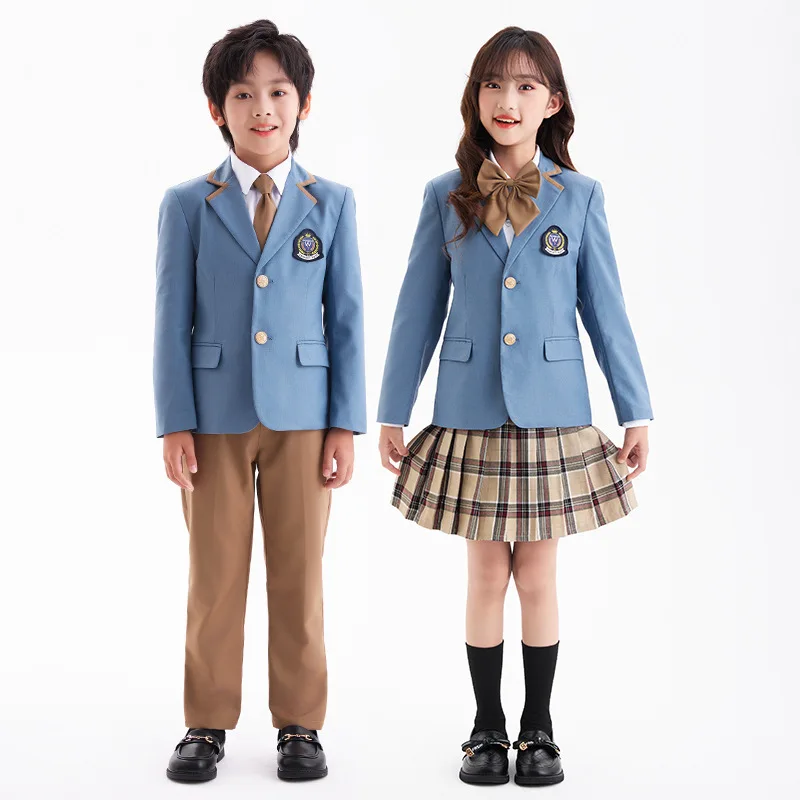 Tenue de scène pour spectacle de poèmes de remise de diplôme pour enfants, uniforme de chorale d'été pour enfants, ensemble chemise à manches courtes et jupe-pantalon