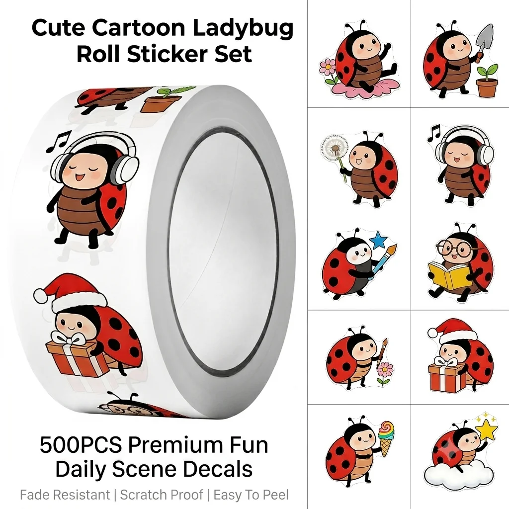 Art Craft Ladybug - 500 Adet Karikatür Uğur Böceği Etiket