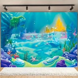 Under the sea backdrop for photography mermaid princess birthday party background castle kids girl theme birthday photo backdrop