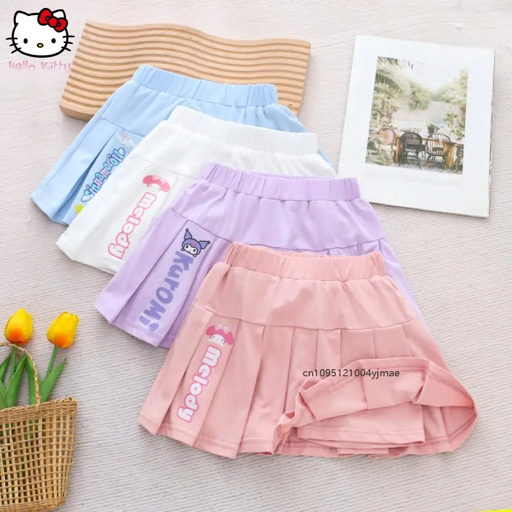

Kawaii Kuromi Children's Skirt Cinnamoroll Anime Cute Girl Summer Skirt Korean Pleated Skirt for Girls Sweet Girl Casual Skirts