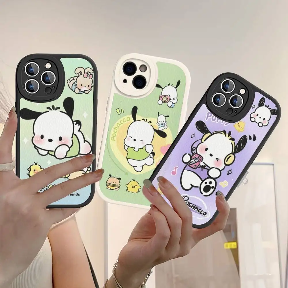 

Honey Pochacco Phone Case Hard Leather For iPhone 16 15 14 13 12 Mini 11 14 Pro Max Xs X Xr 7 8 Plus Fundas