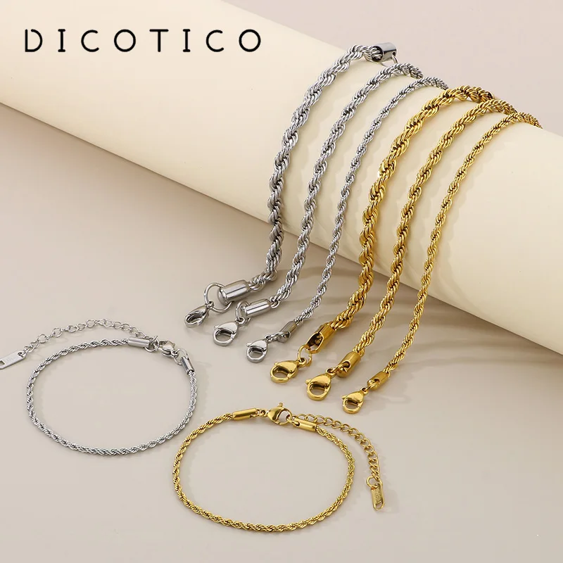 Stainless Steel Bracelet for Women Men 16cm Twisted Chain Women's Bracelet Bangle Gold Color Jewelry Gift