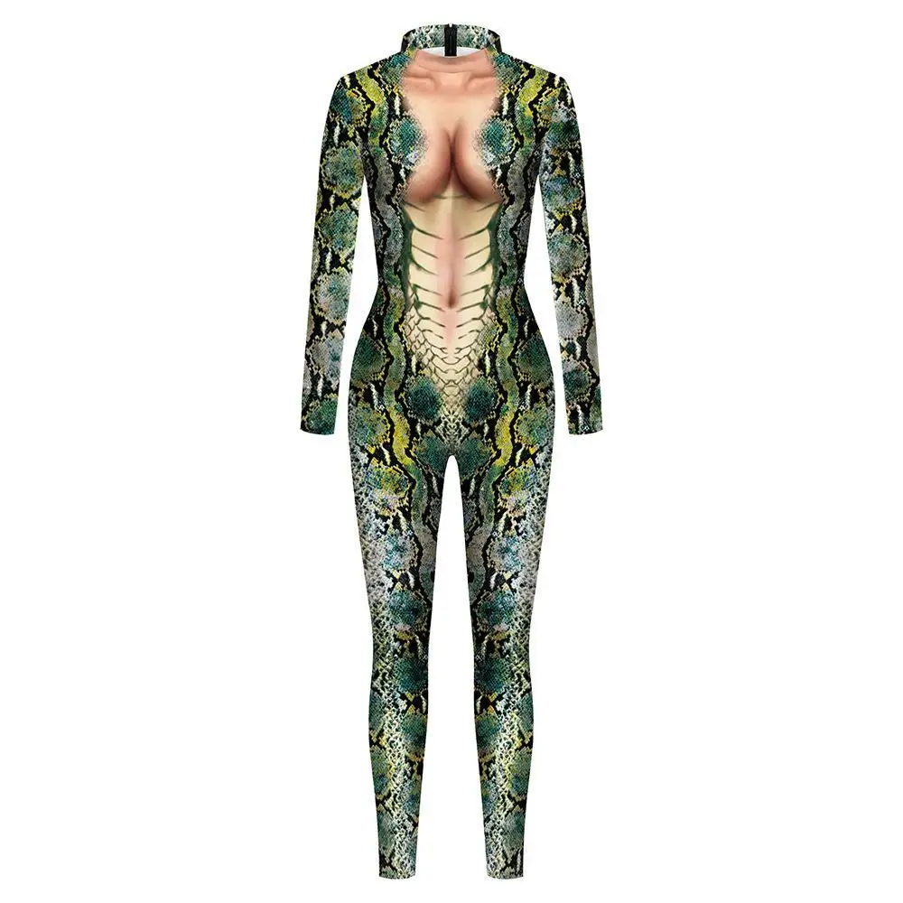 

New Animal Snake Skin Pattern 3D Digital Print Onesie Couple Matching Long Sve Suit Chinese Brand Women's Faionable Even...