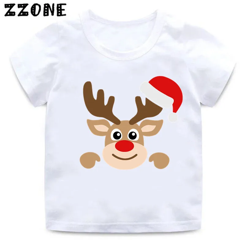 

Merry Christmas Cute Deer Santa Print Cartoon Kids T-Shirts Funny Girls Clothes Baby Boys T shirt Summer Children Tops,ooo2022