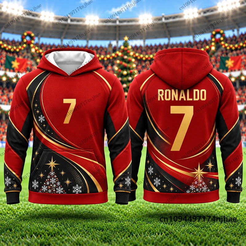 New 2026 Special Christmas Ronaldo #7 Print Hoodies For Men Long Sleeve Sportswear Football Pullover Sports Kids/Adult Tops