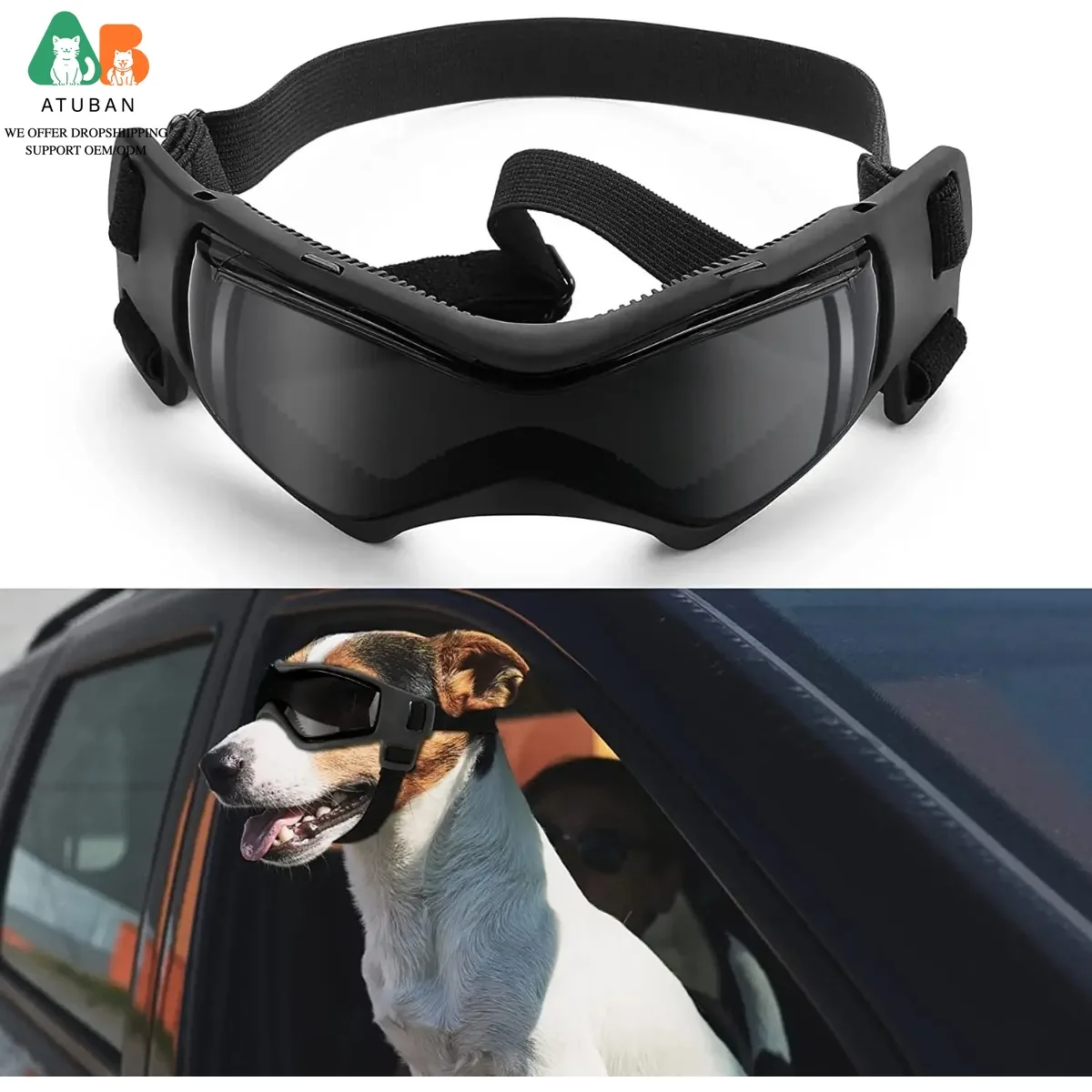 

ATUBAN Goggles for Dogs, Dog Glasses UV Protection Goggles Snow Protection Wind Protection Dust Protection with Adjustable Strap