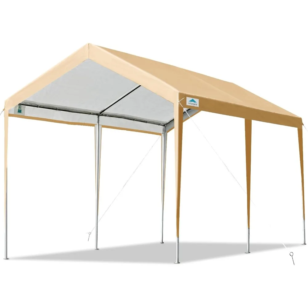 

10x20 ft Carports Heavy Duty Car Canopy Garage Party Tent Boat Shelter, Adjustable Height from 9.5 ft to 11 ft, Beige