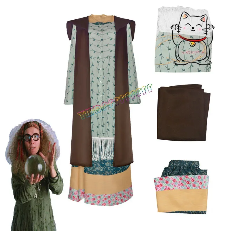 Novedad Anime Sybil Trelawny Cosplay disfraz estilo Academia vestido capa conjunto Halloween maestro noche carnaval disfraz de rol