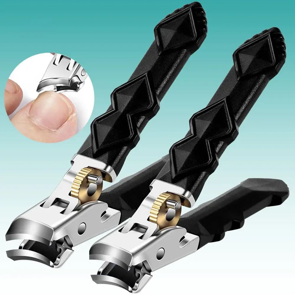 Upgrated Professional Stainless Steel Toenail Clippers for Seniors, Wide Jaw, Angled Head, Concave Blade