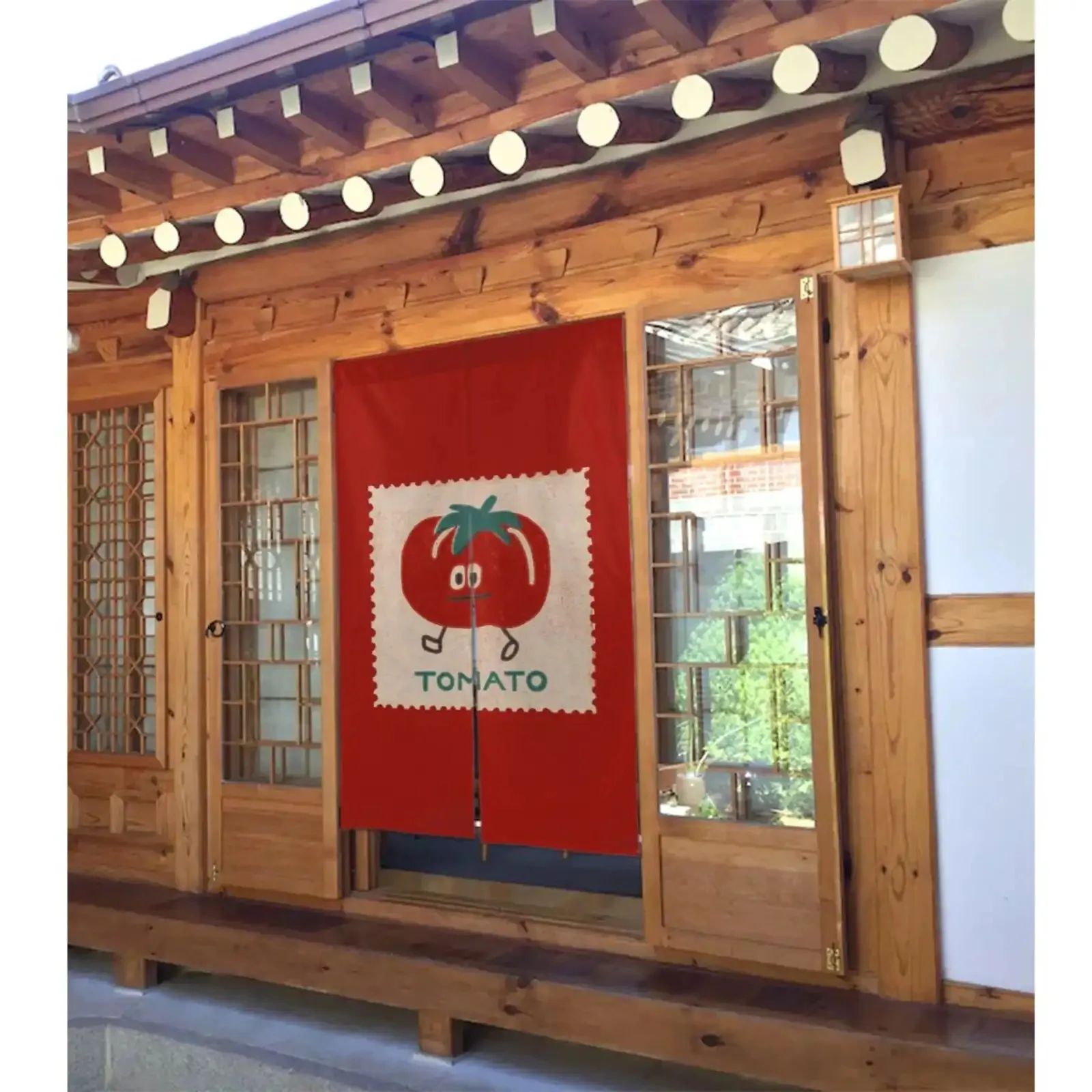 Novelty Tomato Print Door Curtain Polyester Room Divider Indoor Home Decor Privacy Door Sweep Kitchen Bathroom Accent Screen