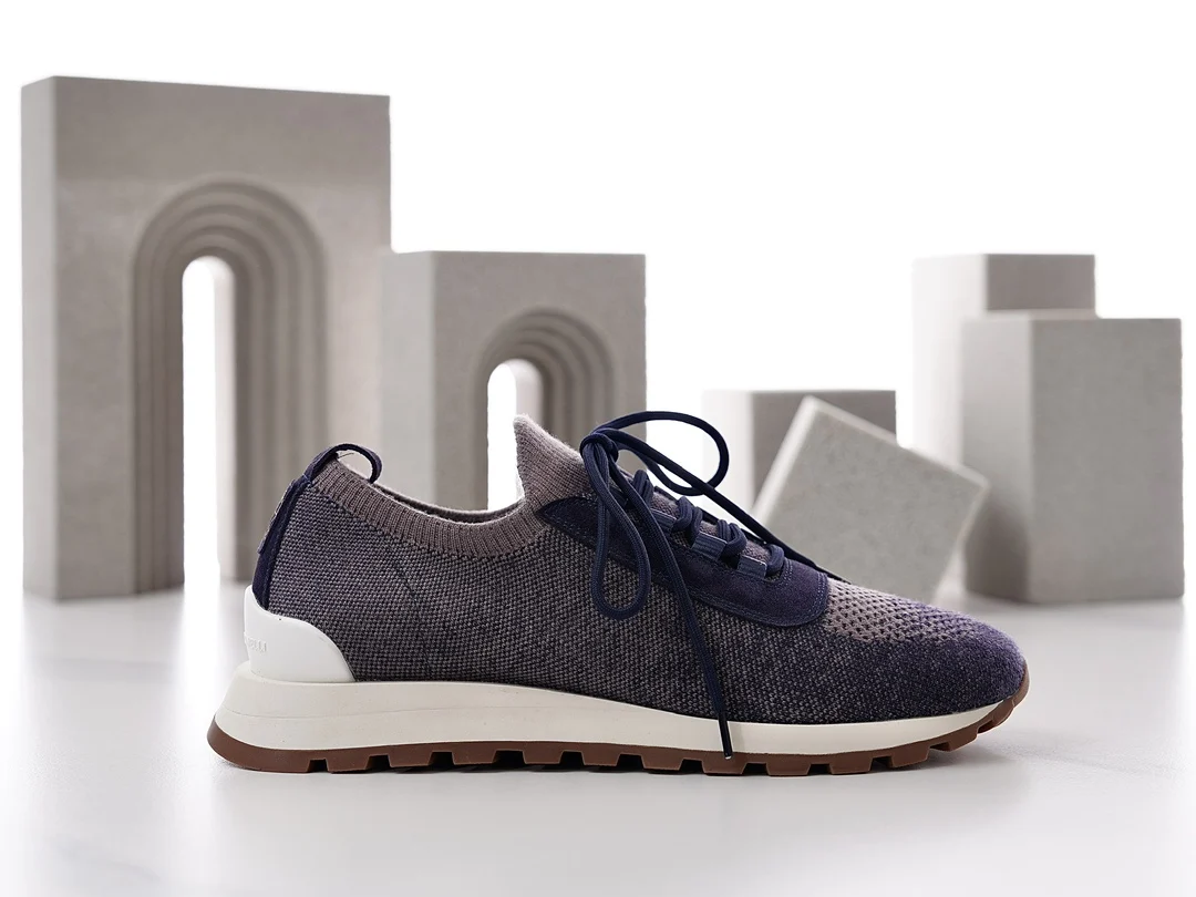 New Knitted Breathable Sneakers For Men, Lace‑Up Platform Flat Casual Shoes, Round Toe Summer Daily Walking Footwear_vogvips.com