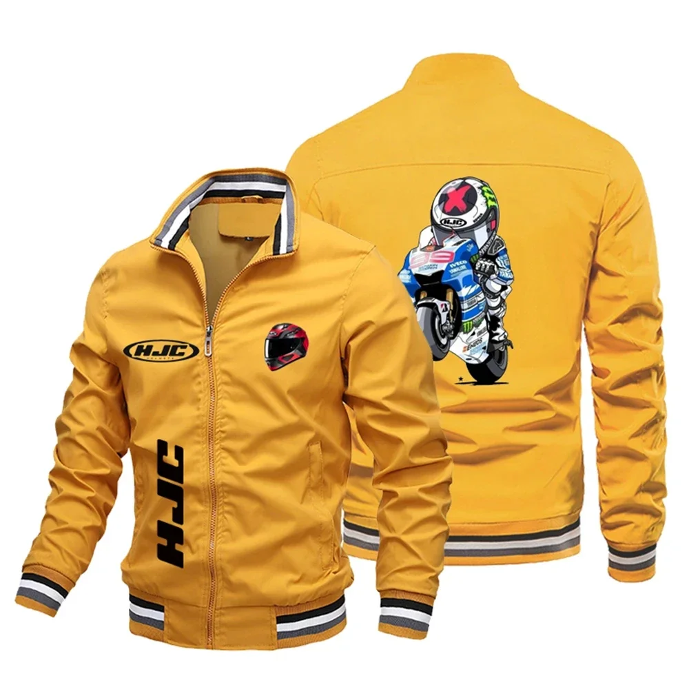 Men's Spring and Autumn Standing Collar Motorcycle HJC Printed Breathable Knight High Quality Outdoor Sports Jacket 2024 New