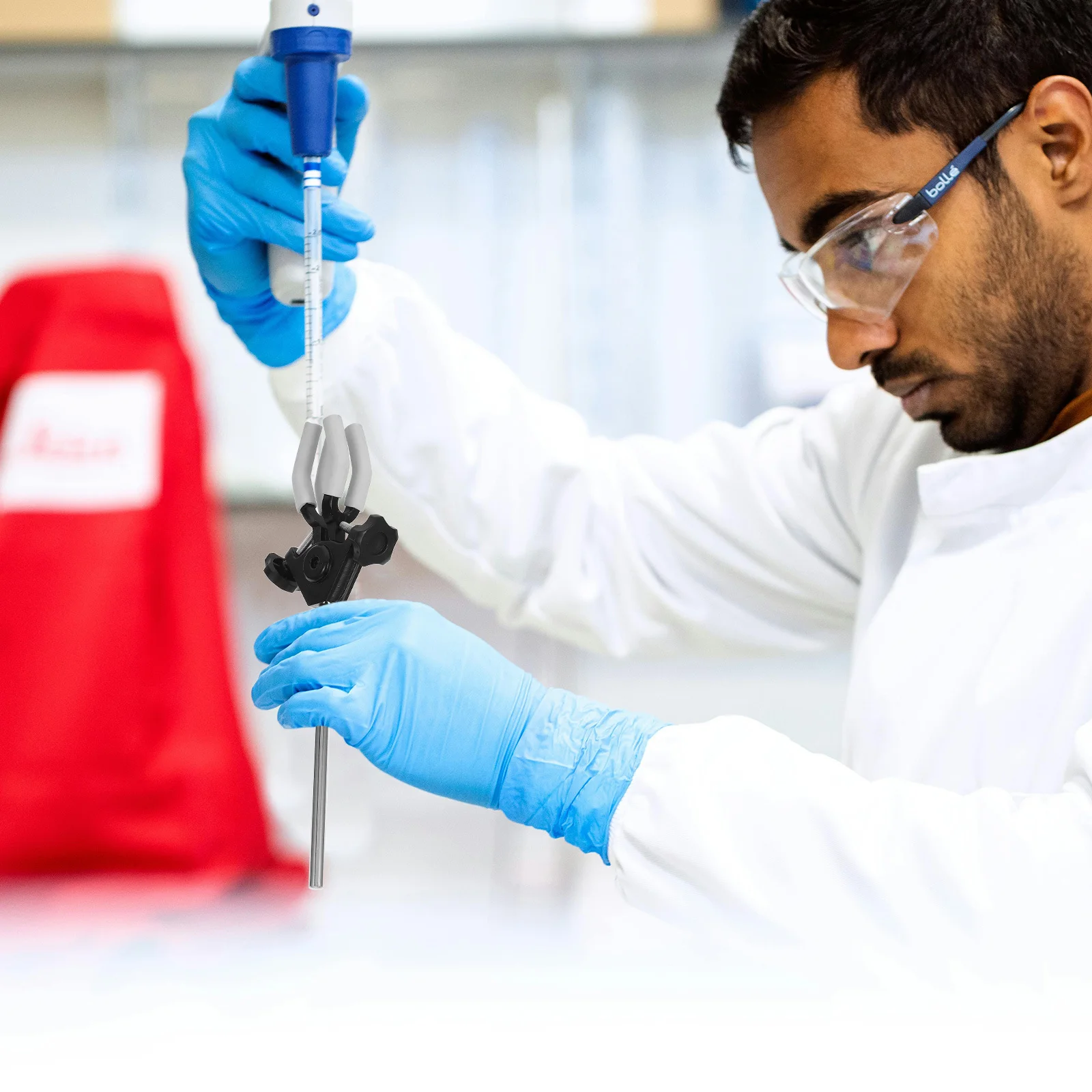 

Laboratory Support Stand Clamp Dual Adjustable Four-Prong Retort Clamp Holder Chemistry Lab Flask Support for Titration