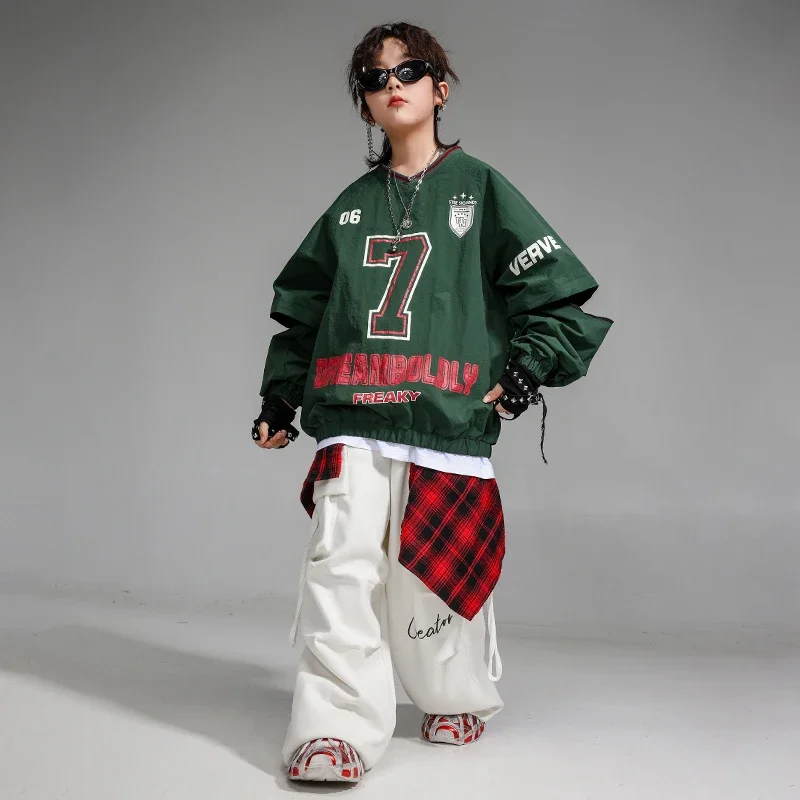 Tenue de scène Hip Hop pour filles, pantalon Cargo de Camouflage de danse de rue, pulls K-pop pour garçons, ensembles de vêtements de Jazz pour enfants, Streetwear pour enfants