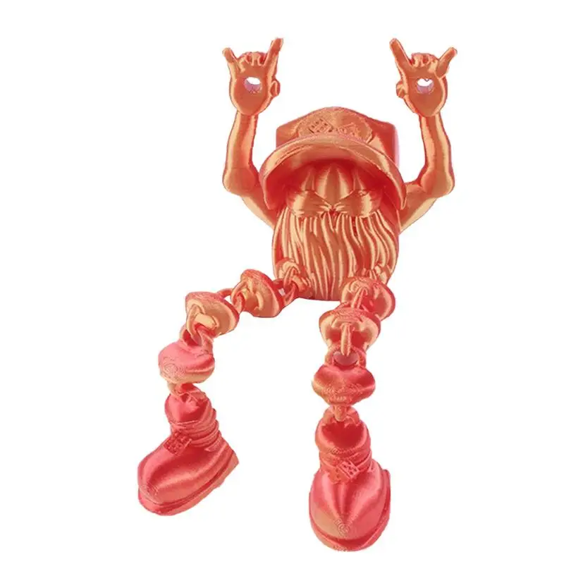 Fidget Toy 3D Printed Hip-Hop Gnome Fidget Toy Movable Joint Model Ornaments Desktop Decoration Collection Figure For Kids