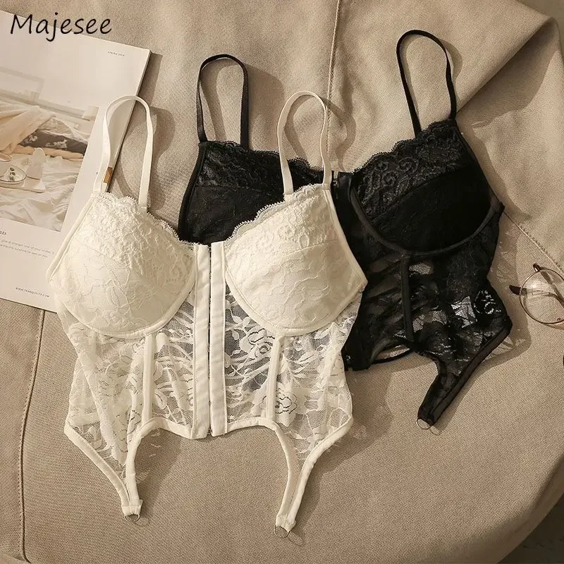 Camisole Women Solid Lace Patchwork All-match High Street Chic Sexy Hot Girls Summer Crop Tops Slim Fit Daily Hipster Attractive