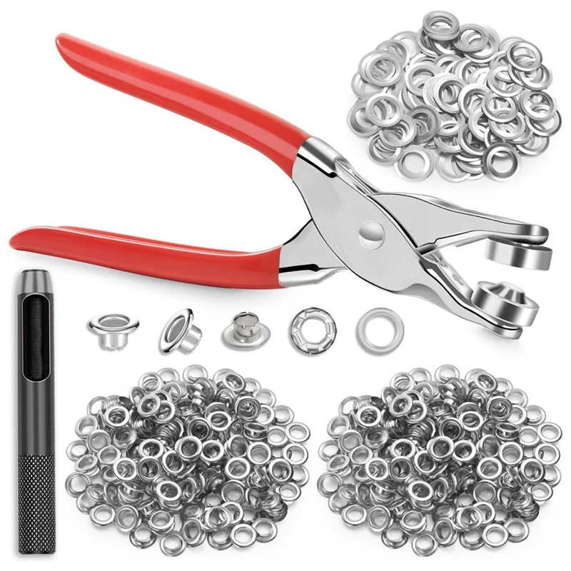 

642Pcs Grommet Tool Kit 1/2 Inch Eyelet Kit With 320Pcs Eyelets Grommets, 320Pcs Washers And Grommet Eyelet Pliers Durable