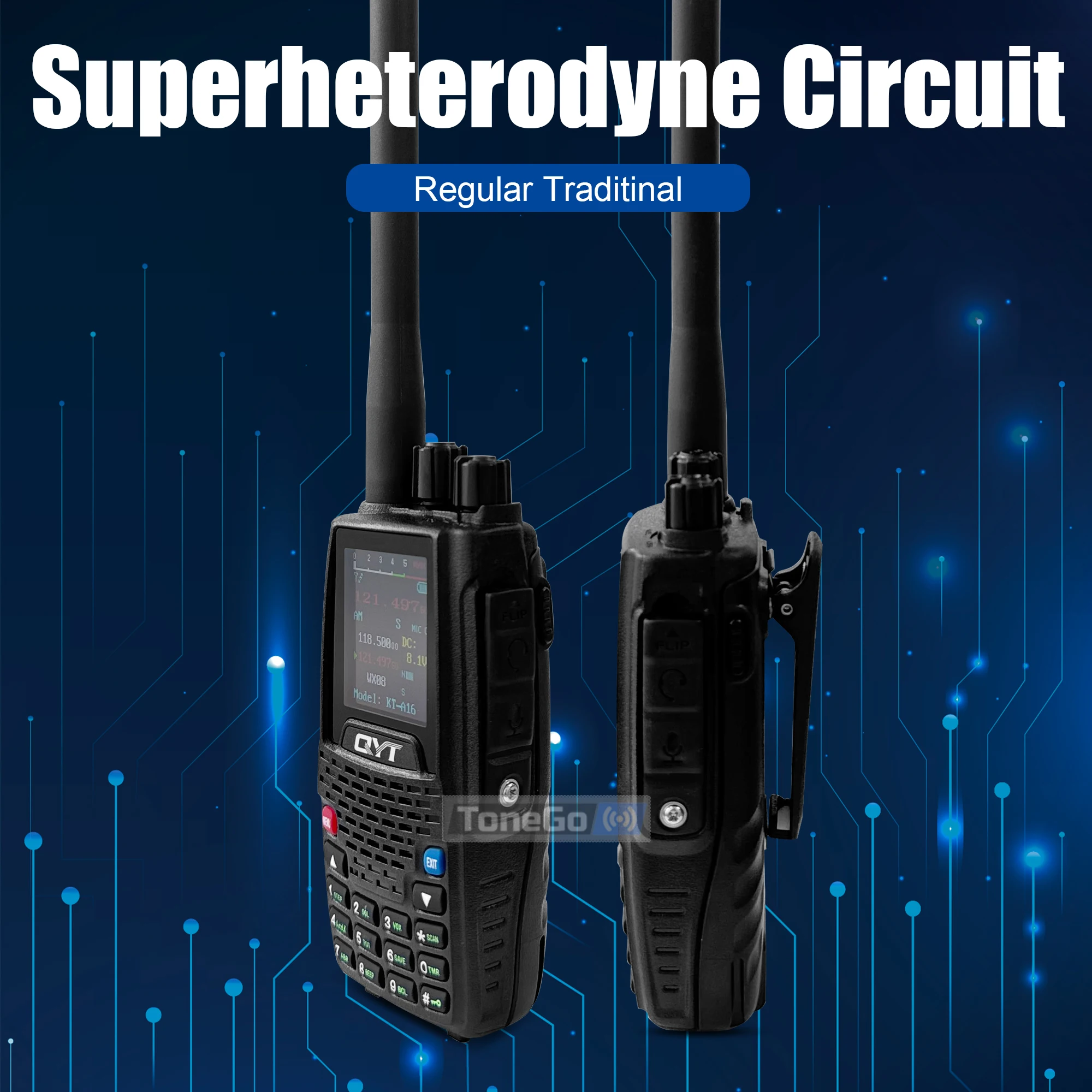 エアバンド送信 KT-A16 トランシーバー TX:108.000-136.999MHz RX:108.0000-136.999MHz 6W 200Ch W/10 NOAA 天気予報チャンネル