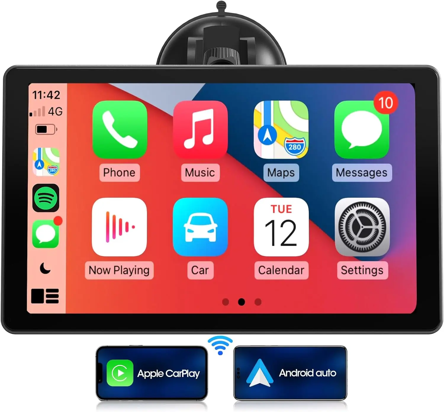 

9' Wireless CarPlay Android Auto Car Stereo with Bluetooth GPS Navigation