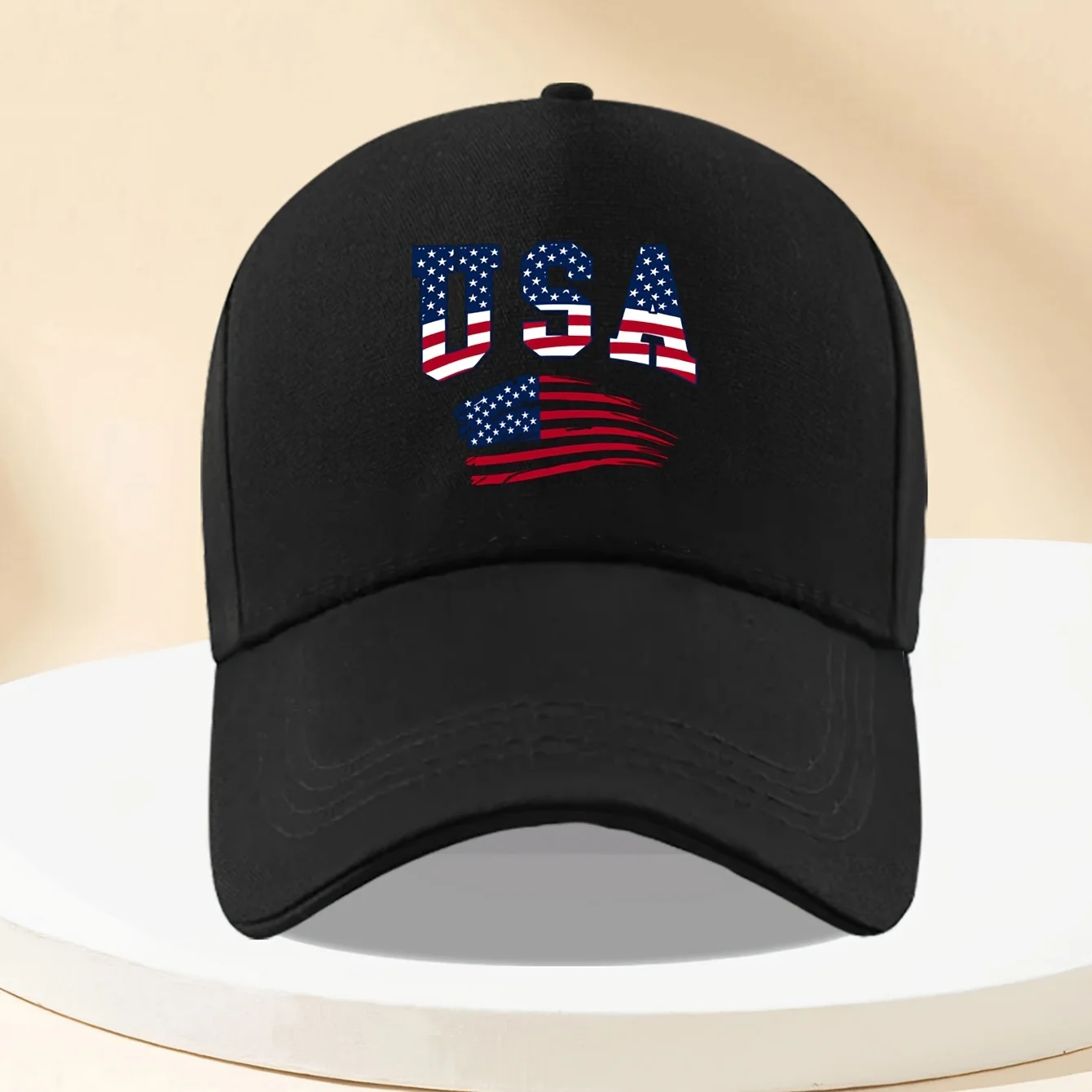 American Patriotic Baseball Cap Unisex- Lightweight Breathable Adjustable with American Flag Pattern, Black/Red/White/Blue, Suit