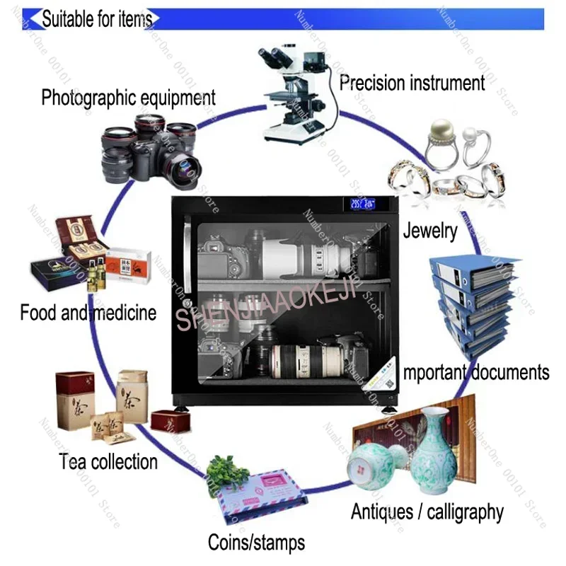 Electronic moistureproof box AD-80HS drying oven 80L SLR storage lens moisture-proof camera drying Storage-Cabinet 220V