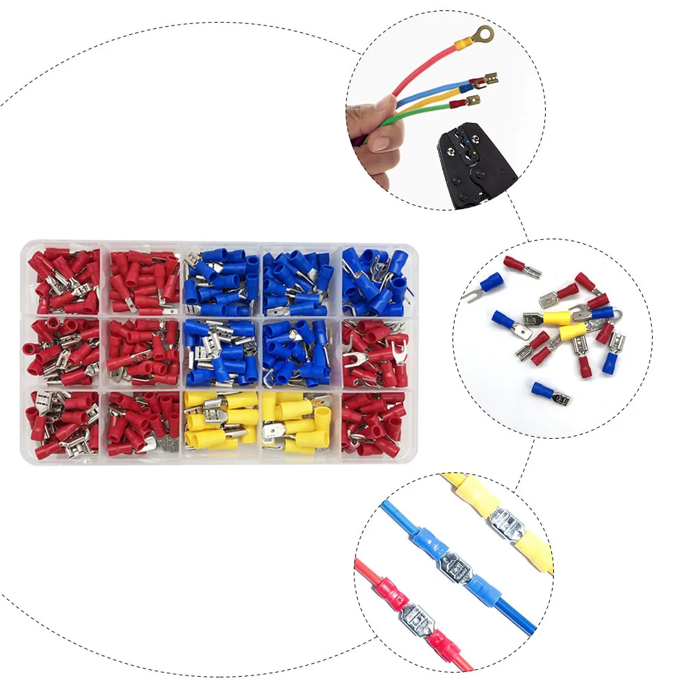 

280Pcs Insulated Terminal Connector Kit Cold Pressed Wire Terminals Quick Splice Cable Connectors for Electrical Repair