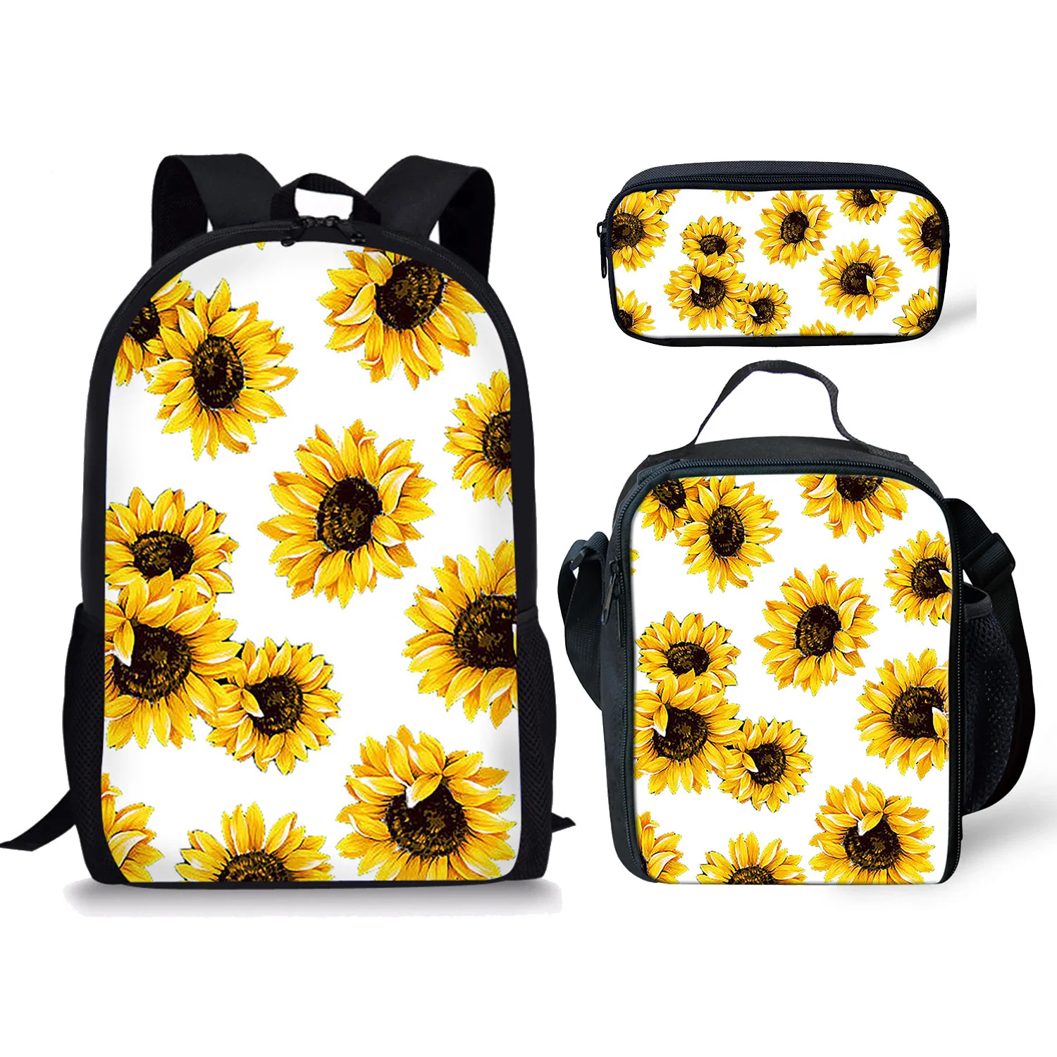 

Luxury Popular Funny Sunflower 3D Print 3pcs/Set pupil School Bags Laptop Daypack Backpack Lunch bag Pencil Case