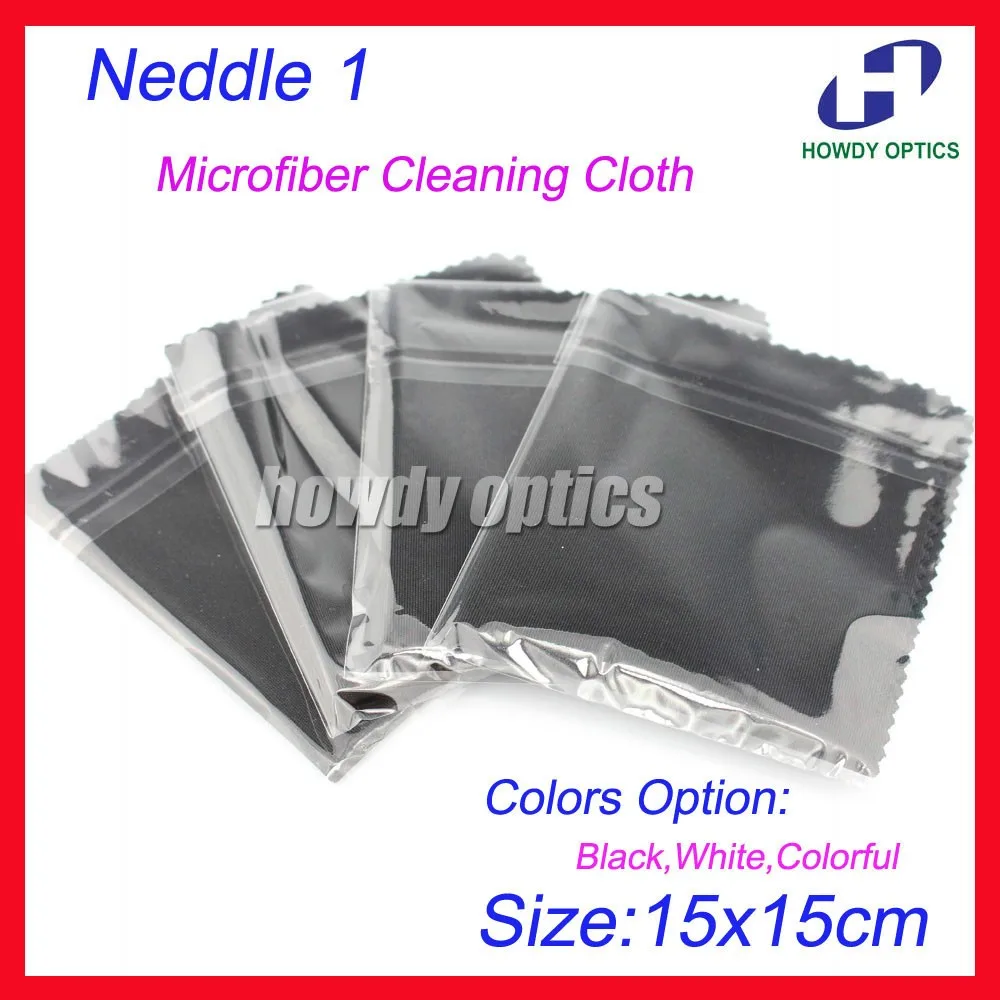 100pcs 220gsm Neddle1 150x150mm Black glasses cleaning cloth lens microfiber cleaning cloth individual packing