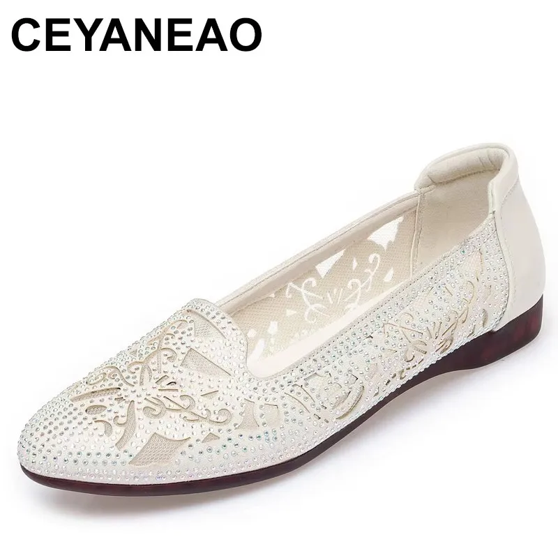 

2025 г., обувь премиум-класса из микрофибры со стразами, модные сандалии, дышащая удобная обувь на плоской подошве, туфли большого размера