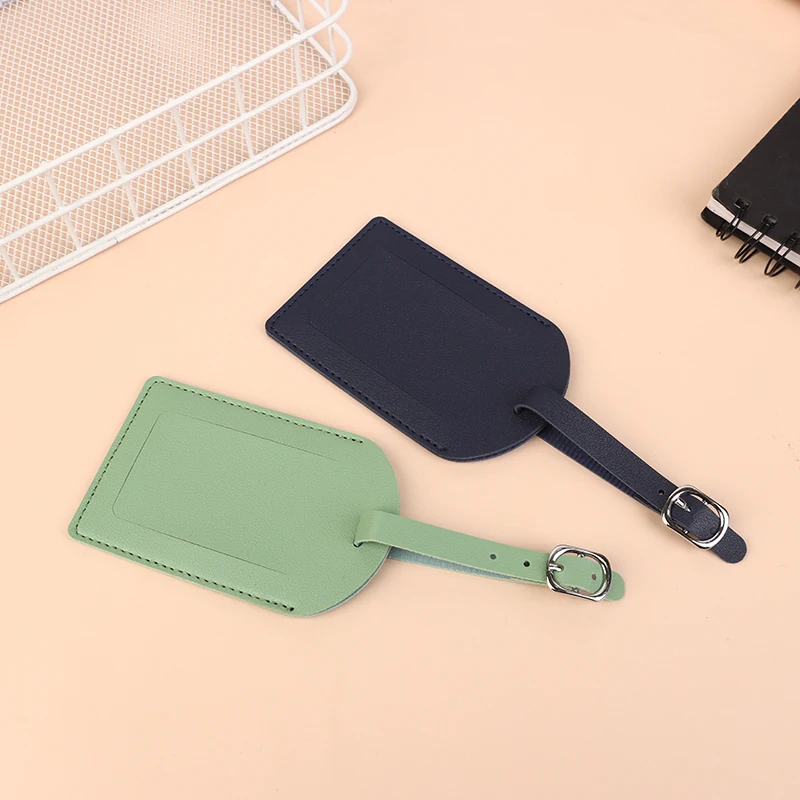 1PC Portable PU Leather Luggage Tag Suitcase Identifier Label Baggage Board Bag Tag Name ID Address Holder Travel Passport Card