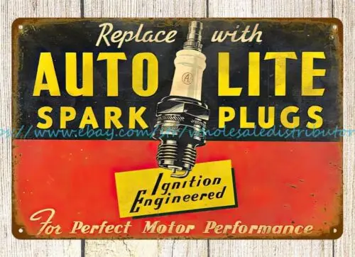 Auto Lite Spark Plugs metal tin sign reproduction wall home tavern