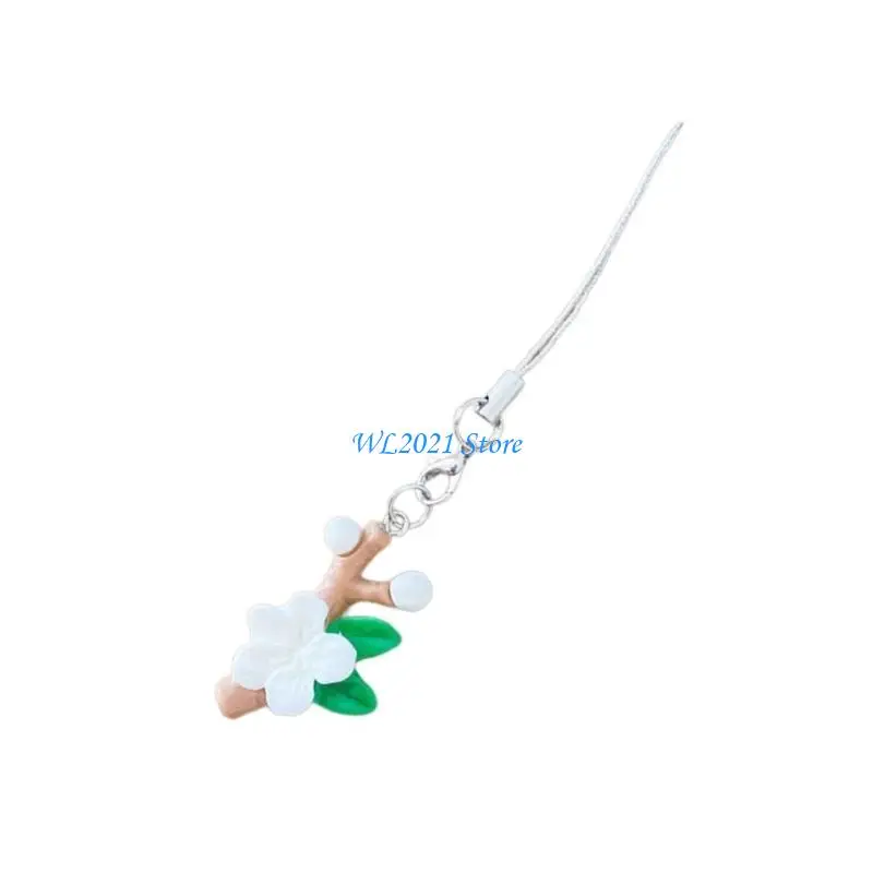 

G5GC Branch Flower Phone Rope Sweet Girls Bag Charm Bright Color Hanging Pendant Key Chain Birthday Gift for Her Friend