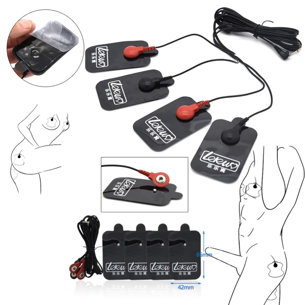 BDSM Male Electric Shock Cock Ring Electro Stimulation Breast Body Massage Pad Beads Estim Penis Enlargement Sex Medical Toys