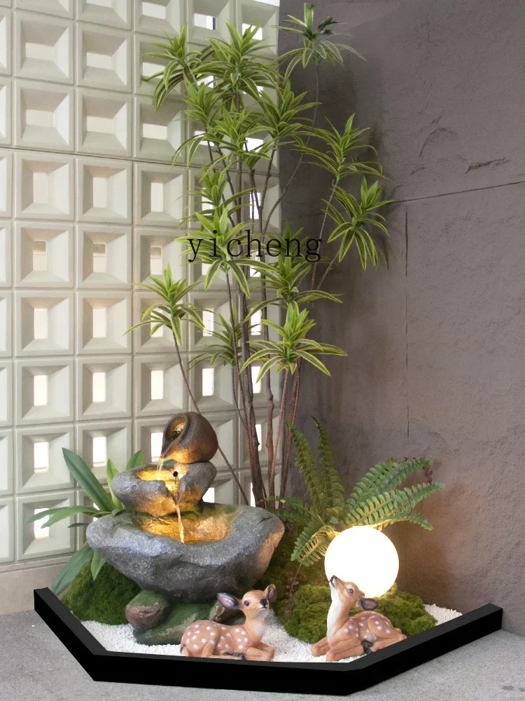landscape plant landscaping water fountain ornament water feature indoor balcony simulation decoration