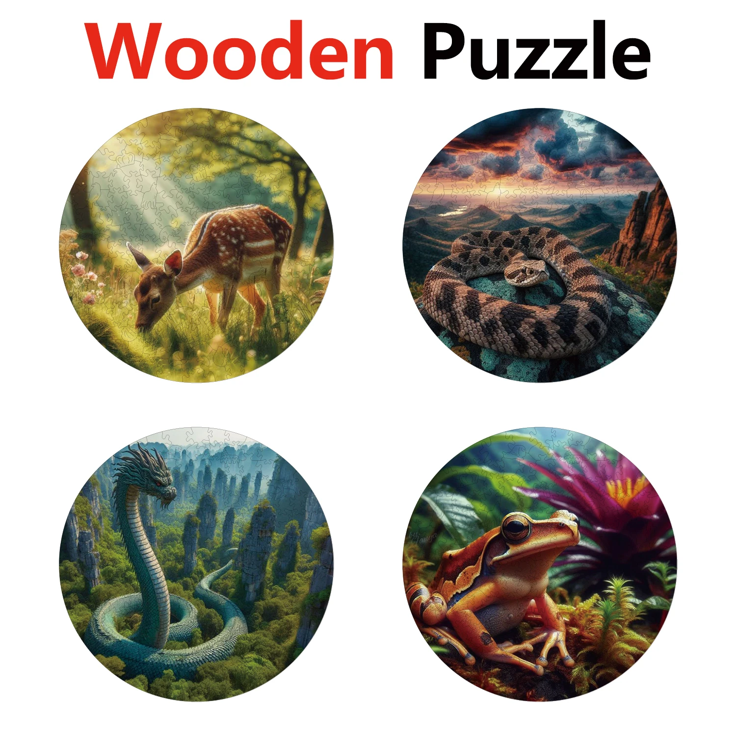 

Deer Snake Dragon Frog Animal Puzzles High Quality Jigsaw Puzzle Wooden Puzzle Best Christmas Gift