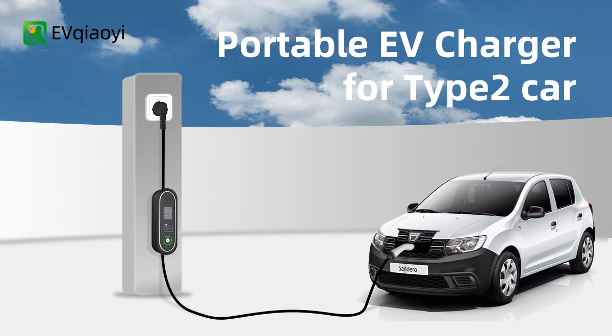 Typ 2 Tragbares EV-Ladegerät 5M 16A 3,5kW Einphasig Einstellbarer Strom Kabel Wandmontierte Ladestation – Detail 1