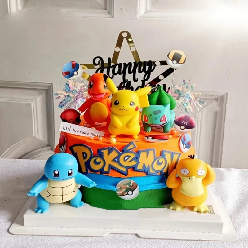 Pokemon ozdoba lalka ozdoba na wierzch tortu Anime Figure Party Happy Birthday Pokemon narzędzie do dekoracji ciast dostarcza ozdoby prezent dla dzieci