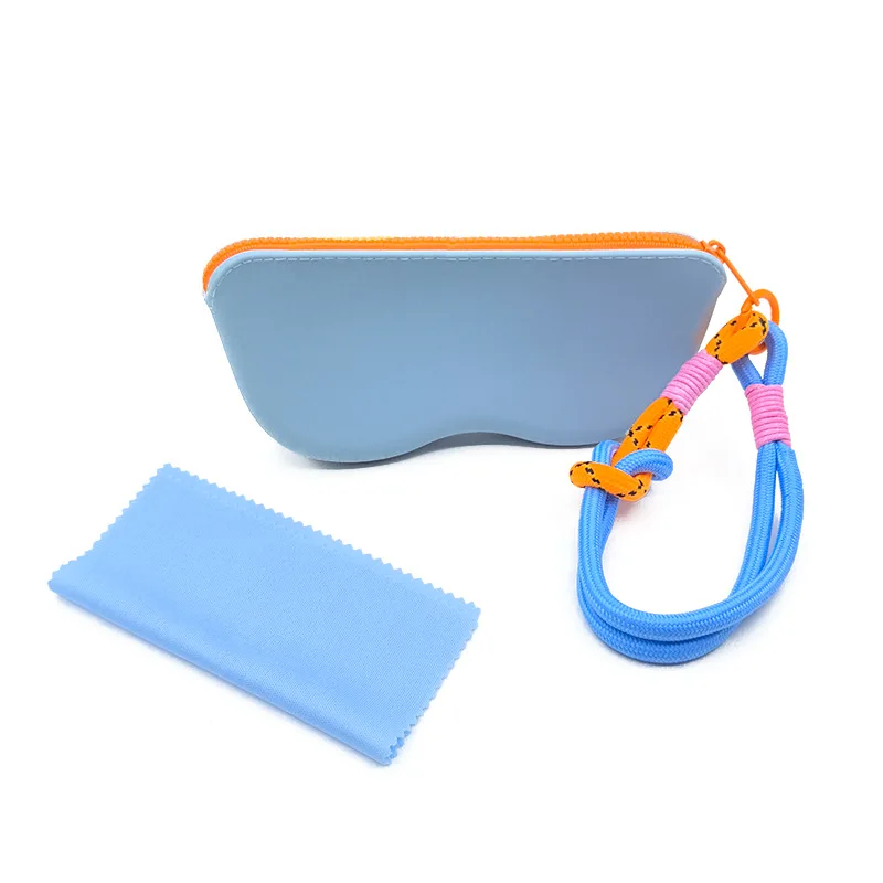 Eyeglass Storage Pouch, Dopamine-Style Silicone Eyeglass Case with Lanyard, Sunglass Storage Pouch, Wrist Pouch