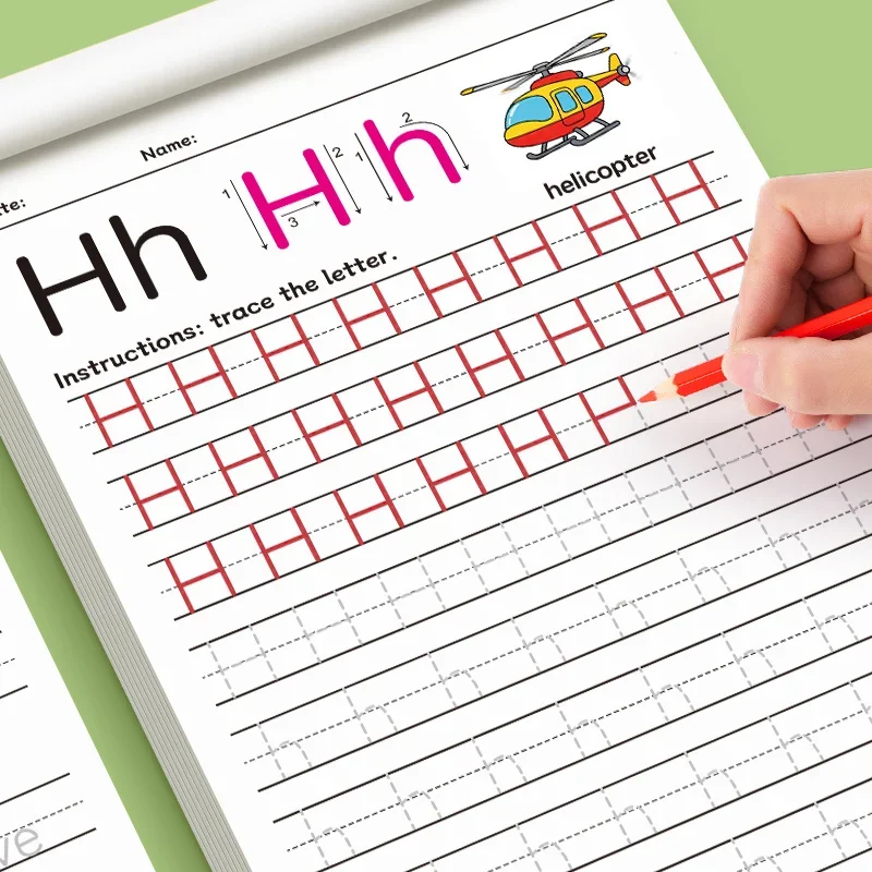 Arbeitsbuch mit ABC- und englischen Zahlen, Handschrift-Übungsbuch für Kinder im Vorschulalter, Kalligraphie zur Entwicklung Mathematik- und Buchstabenfähigkeiten – Detail 4
