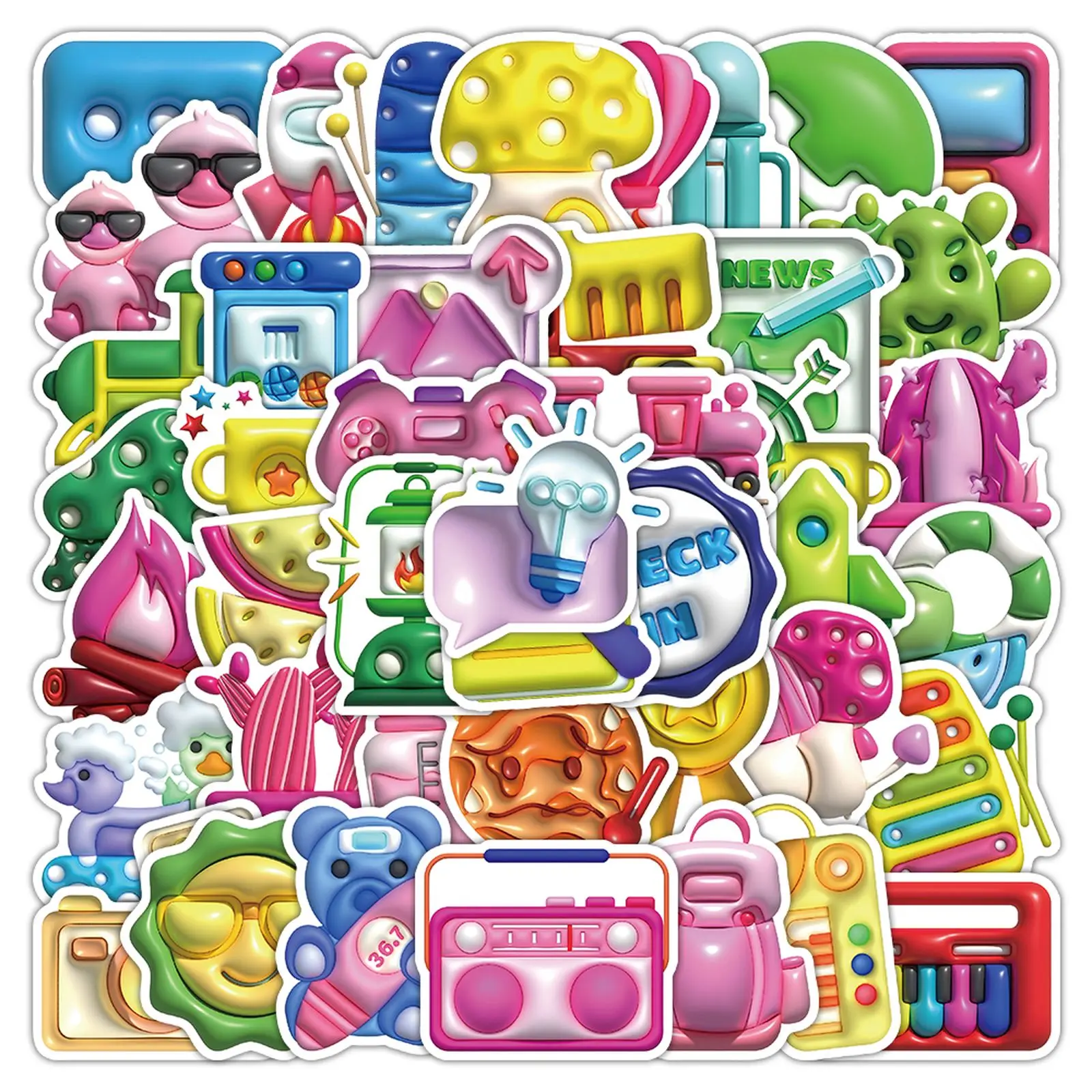 

10/30/54PCS Cute 3D Cartoon Pattern Graffiti Sticker Funny Creative Decal Laptop Phone Skateboard Waterproof Sticker Kid Toys