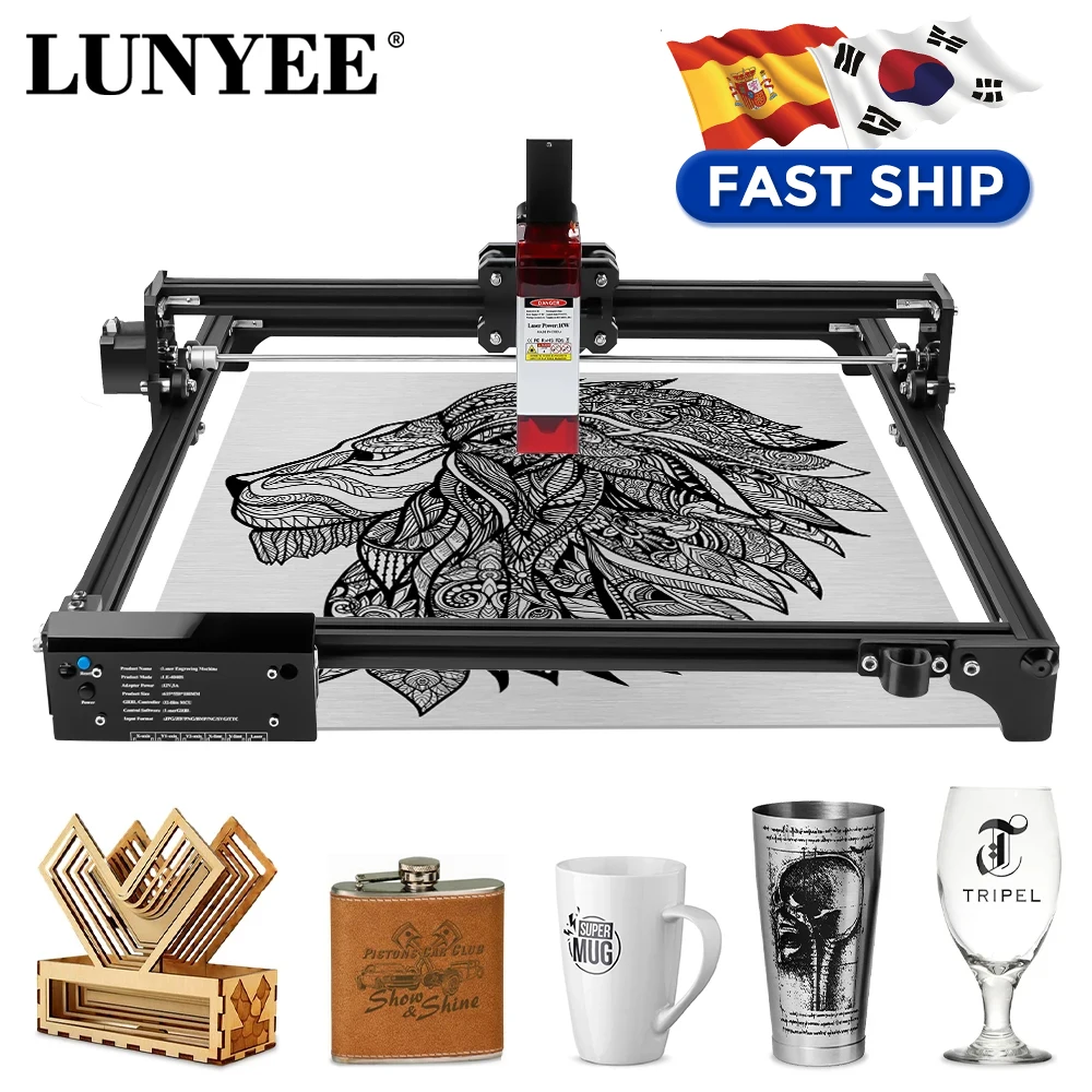 Gravador a Laser Poderoso com Controlador Grbl Máquina de Gravação a Laser Luz Azul Máquina Cnc 80w 32 Bits 400 mm x 400 mm Tamanho 10w 450 ± 5nm