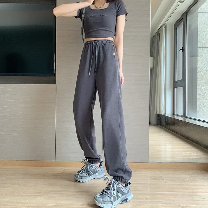 Korean Style Blue Sweatpants For Women Baggy Pants High Waist Jogger Wide Leg Trousers Women's Sports Pants Sweatpants Y2k
