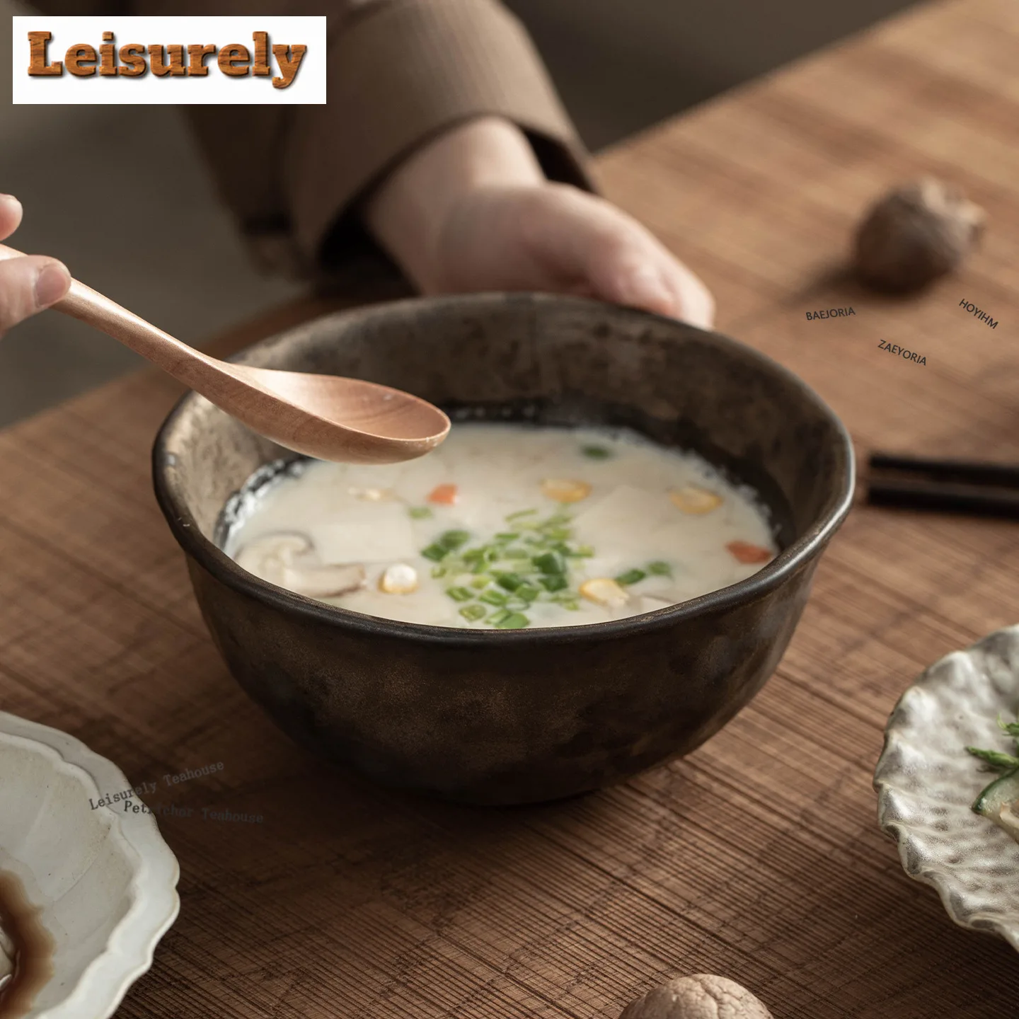 HOYIHM 700ml Wabisabi Hammered Bowl Soup Bowls Dim Sum Plate Oats Basin Hot Pot Noodle Bowls Cuisine Japanese Cuisine Dinnerware