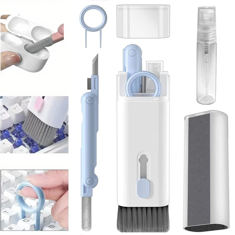 7 In 1 Digital Device Cleaning Kit Earphone Cleaner Brush Keyboard Pen Keycap Puller For AirPods Laptop Tablet Camera Phone Tool