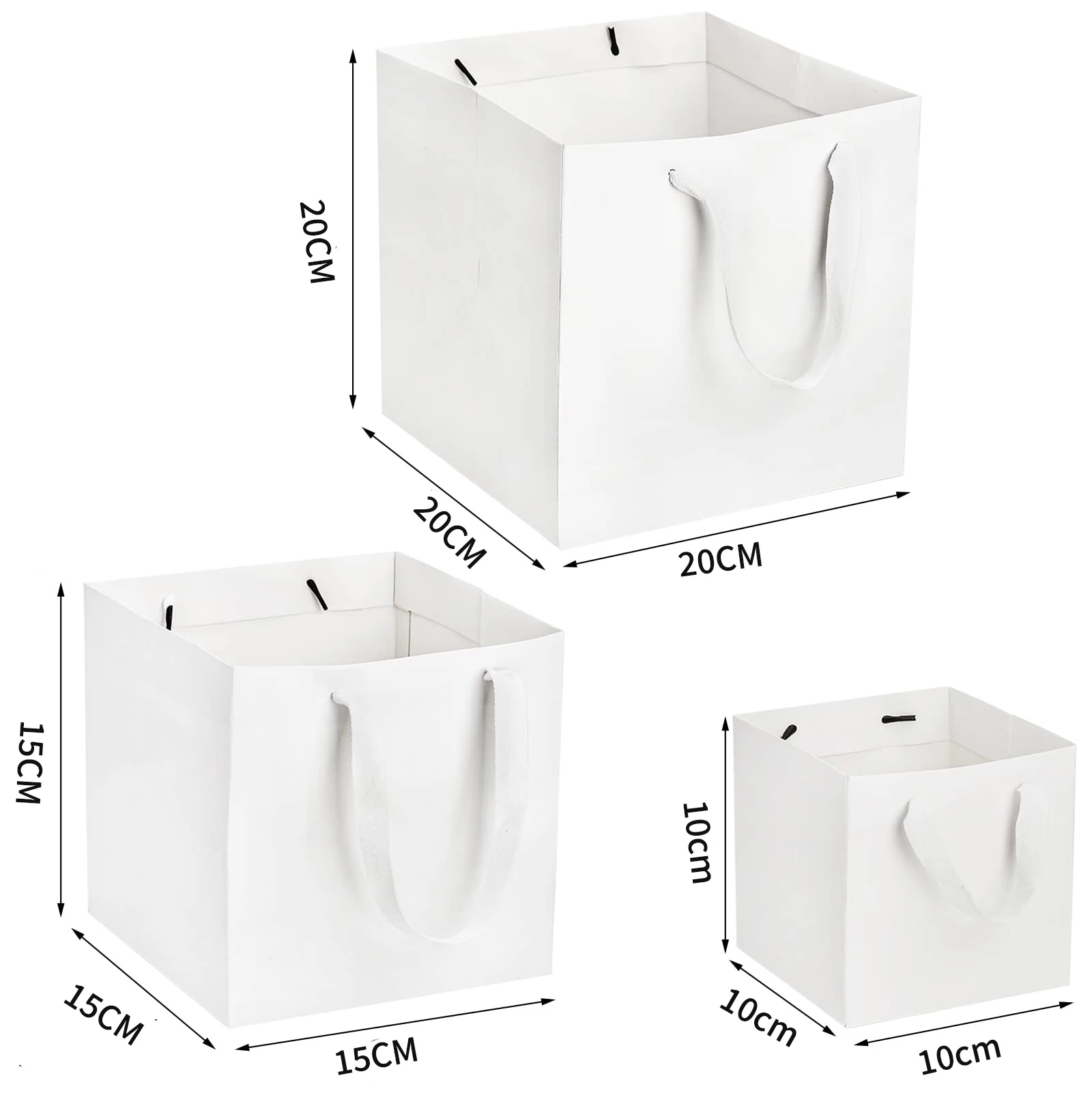 10 Stück Kraftpapier-Geschenktüten mit Griffen, quadratische Blumen-Kuchen-Verpackungstüten für kleine Unternehmen, Hochzeiten, Geburtstagsfeiern – Detail 6