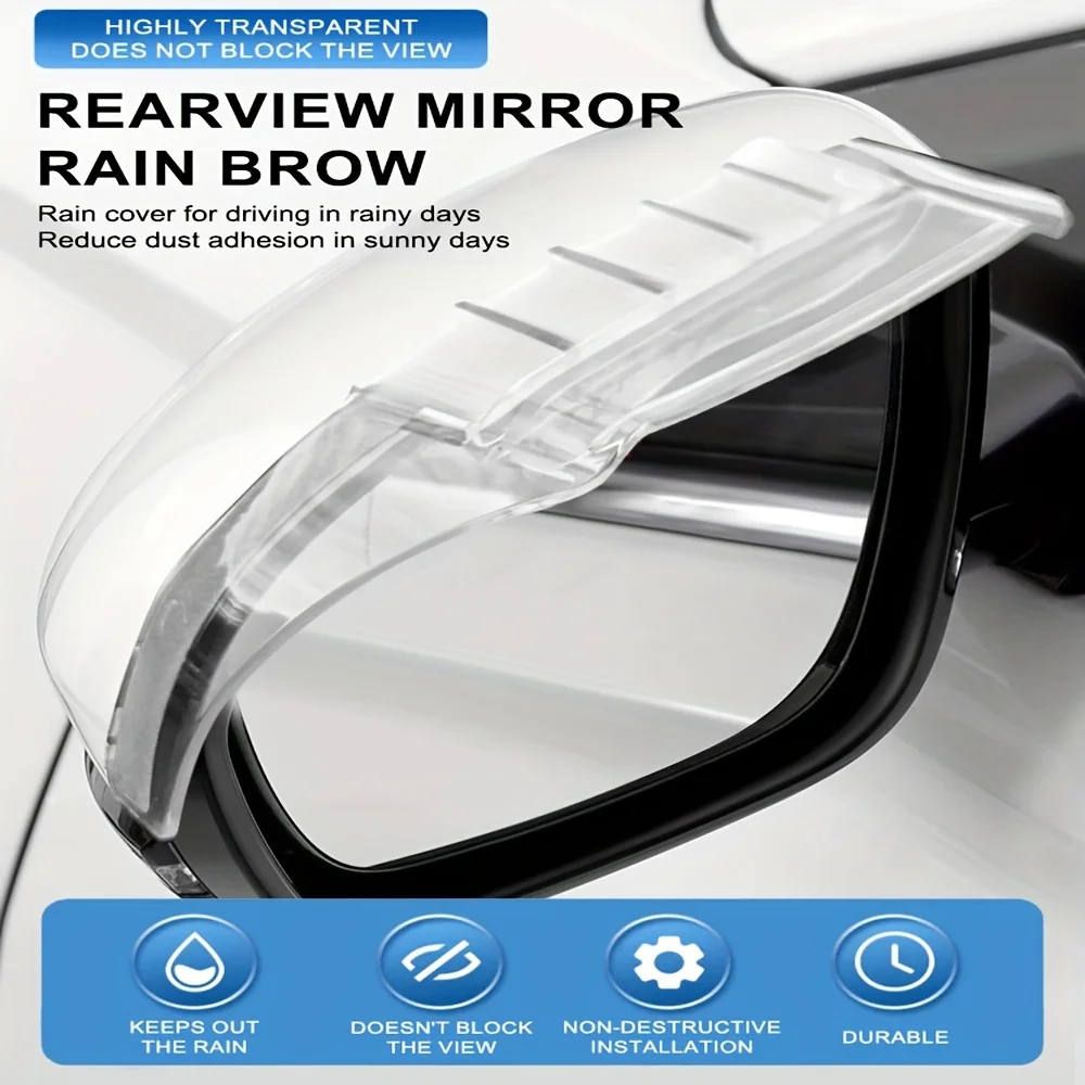 

Rear-View Mirror Rain Cover Reversing Mirror Rain Shield All-Weather Visor Reflector Mirror Visor With Air Vent Universal Fit