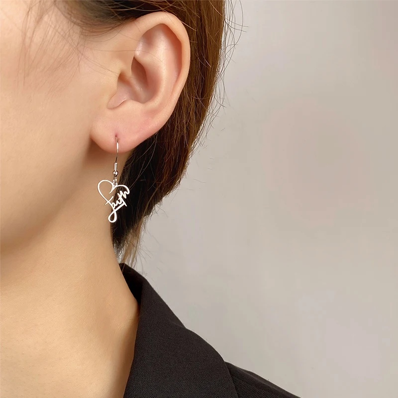 Sweet and Romantic Genuine S925 Silver Exquisite English Letter Love Earrings for Women